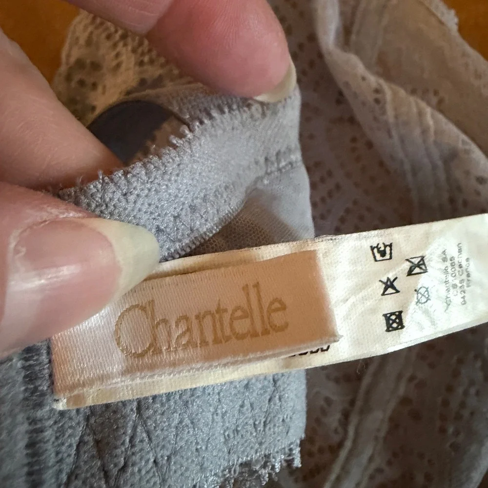 Chantelle Rive Gauche Bra Women 36DDDD Gray Lace Underwire C17450 Full Coverage